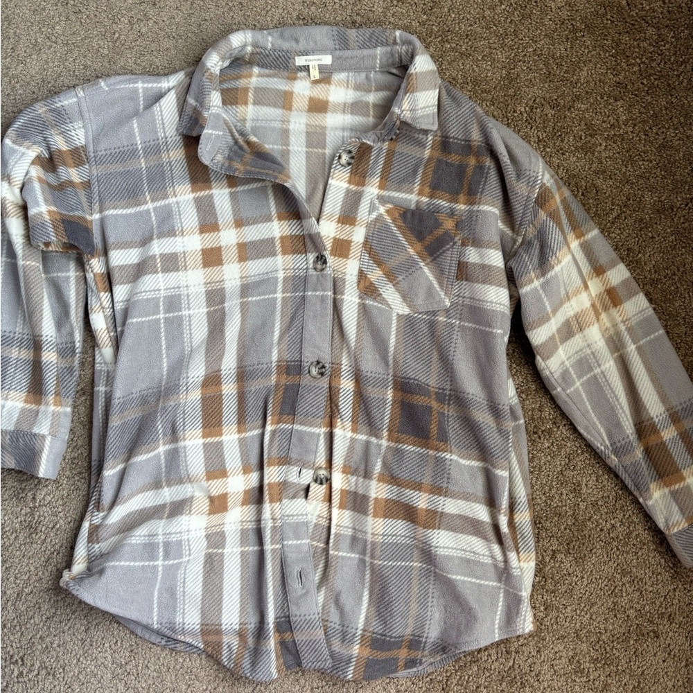 Maurices Plaid Shirt in Gray and Tan